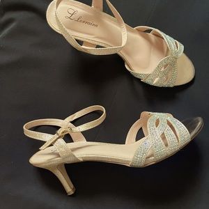 Rose Gold bling dress heels with 2” ish heel